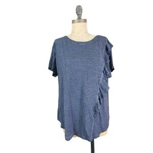 Sanctuary Size M Medium Distressed Ruffle front Knit Casual Shirt Top
